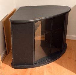 Black Corner TV Stand with Glass Doors