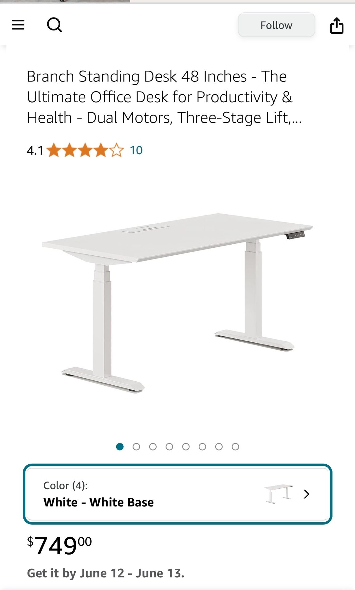 Branch Standing Desk - all white