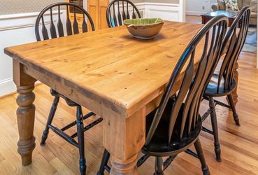 Farmhouse Wood Dining Table with 4 Chairs