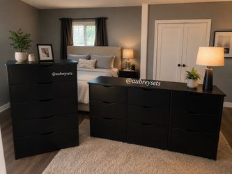 Black 9 drawer dresser and 5 drawer chest