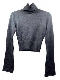 ANWND Cropped Black Turtleneck Sweater L 90s Minimalist Y2K Dark Academia