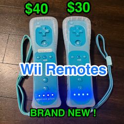 🎮 Nintendo Wii Remote Controllers (Light Blue) + Motion Plus Options 🎮