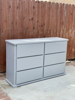 Solid Wood Gray 6 Drawer Dresser