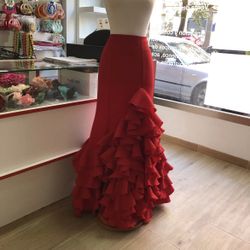Flamenco Skirt with Waterfall Ruffles 