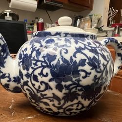 Ceramic Blue Flowered Porcelain Tea Pot