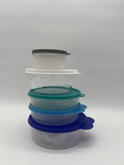 Tupperware Round Food Storage Containers with Lids Set of 5 410ml 610ml 700ml