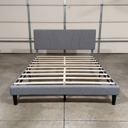 New Gray Queen Platform Bed Frame (Can Deliver)