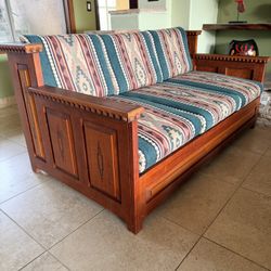 Brown Leather Southwest  Full Sofa Sleeper