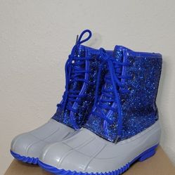 Sugar Brand Glitter Rain Boots Size 7 ( Blue) 