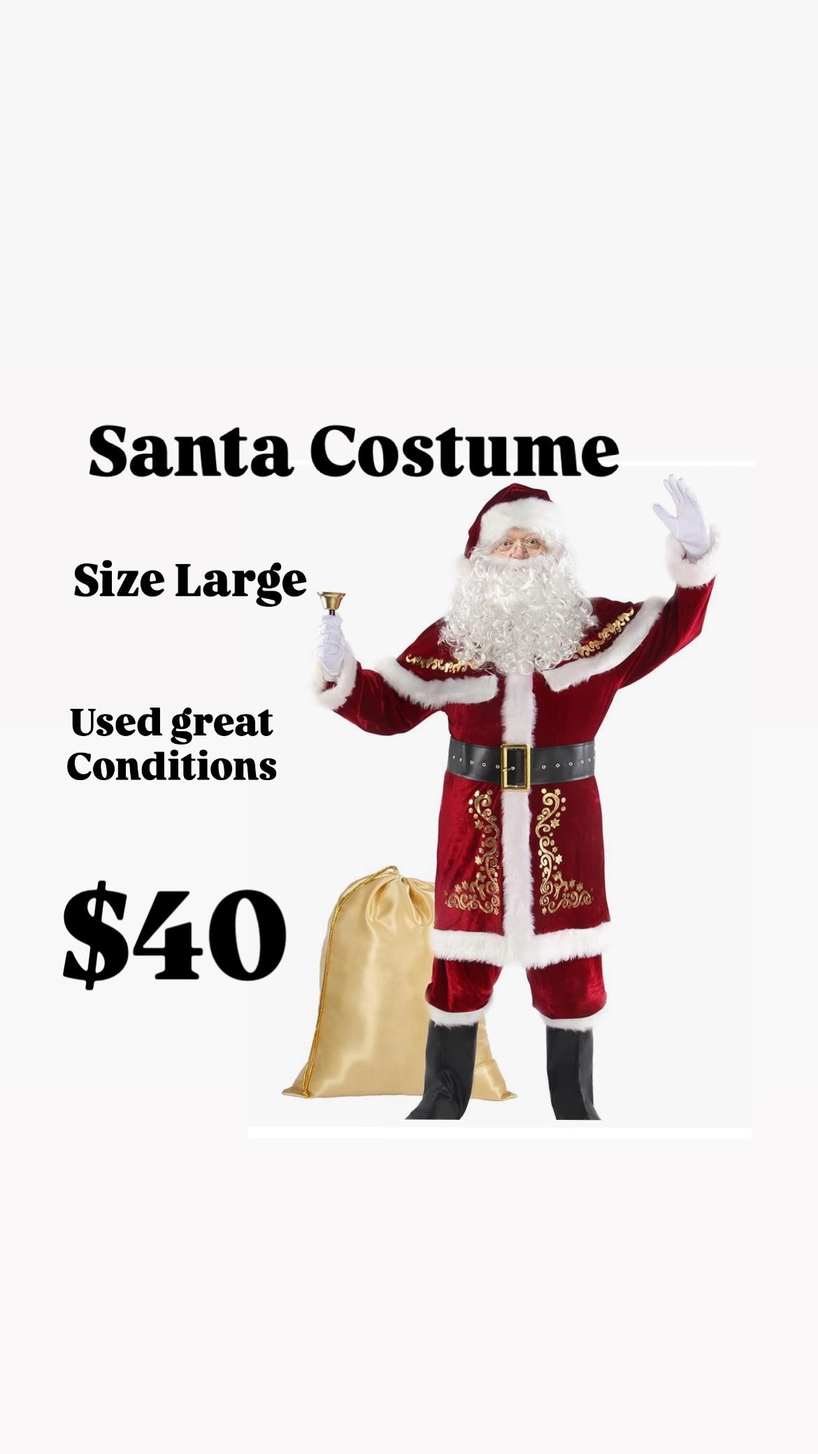 Adult Deluxe Velvet Santa Claus Costume 12pcs Set Santa Claus Suit Outfit for Men in Christmas Holiday