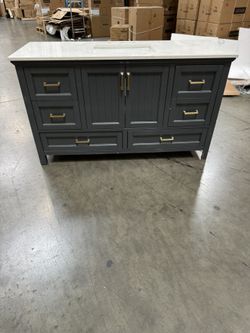 60” Bathroom Vanity In Charcoal  Blue Cookie 