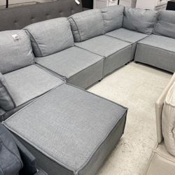 6 pcs Mjkone Modern Convertible Sectional Sofa Couch, Oversized U/L Shaped Modular Sectional Couches , Sectional Sleeper Sofa for Living Room $550