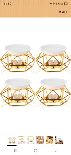 4 Pcs Essential Oil Burner Tea Light Wax Warmer Holder,Gold
Metal Bird Nest Design with Ceramic Dish, Wax Melt Burner for Aromatherapy, Candle Holder 