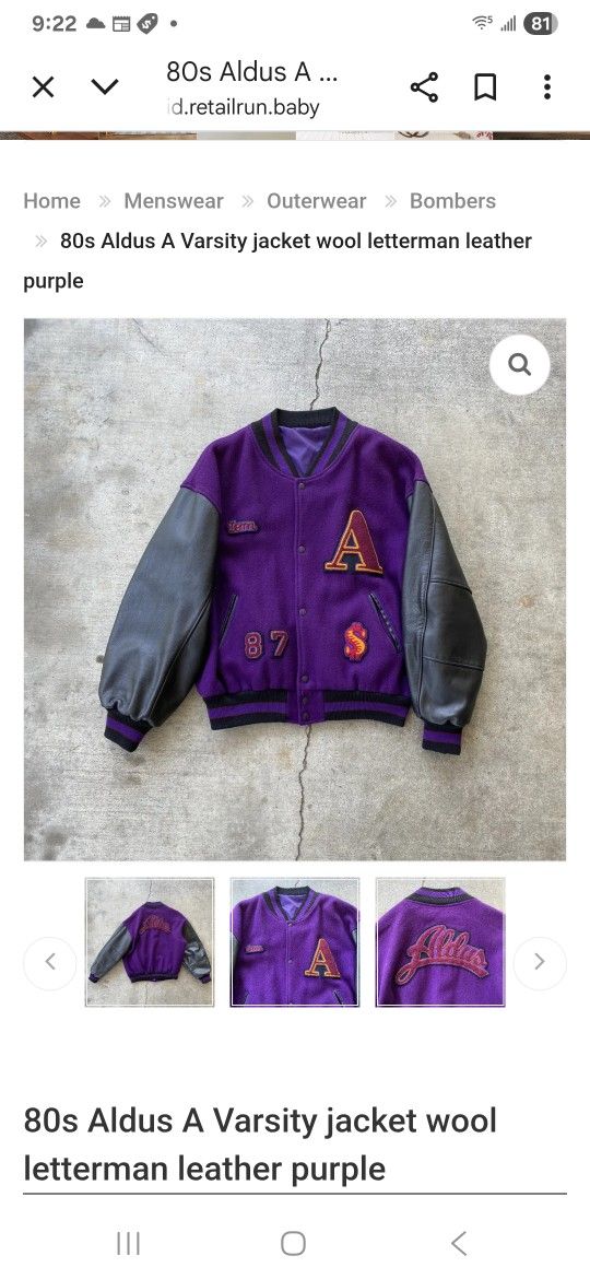 Vintage Aldus Varsity Leather & Wool Bomber Style Jacket Coat