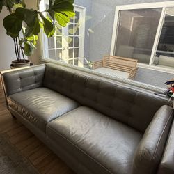 Real Leather Gray Couch - Barely Used