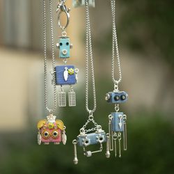 Punk robot pure handmade strange niche high-end sweater pendant