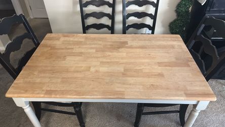 Wood Top Dining Table with 6 Chairs