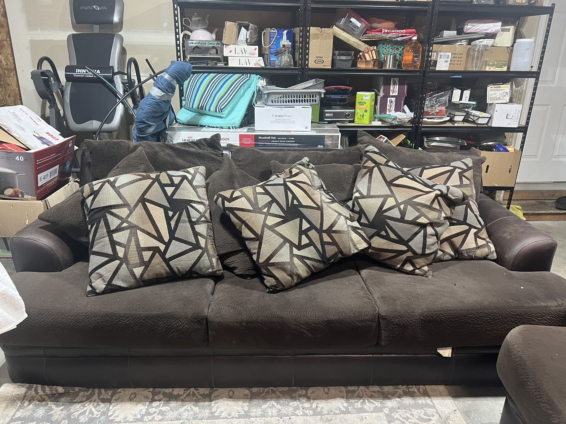 2 Half Leather Half Fabric Sofa