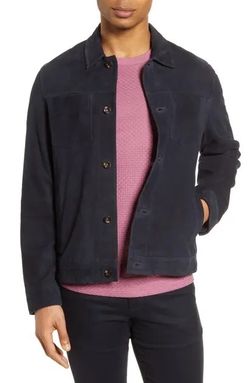 Ted Baker Men’s Genuine Suede Jacket - Blue