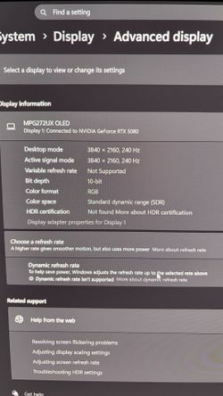 MSI MPG272URX 4k 240hz oled monitor