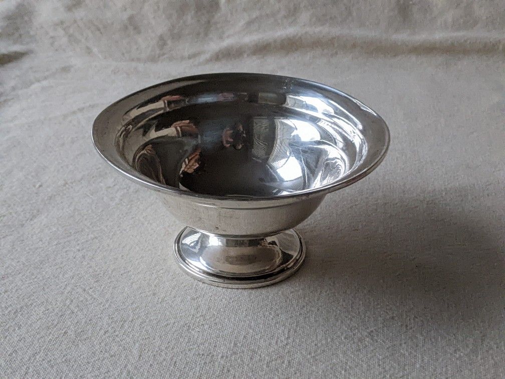 Vtg Small Sterling Silver Pedestal Bowl Reinforced w/ Cement Ice cream Dessert