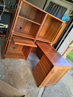 Computer desk storage spaces