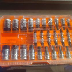 Klein Tools 65233HEX 1/4 in Drive Socket Set in Orange Plastic Case