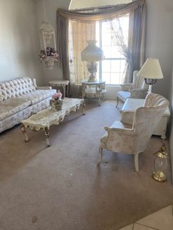 French living room 5 piece set marble tables