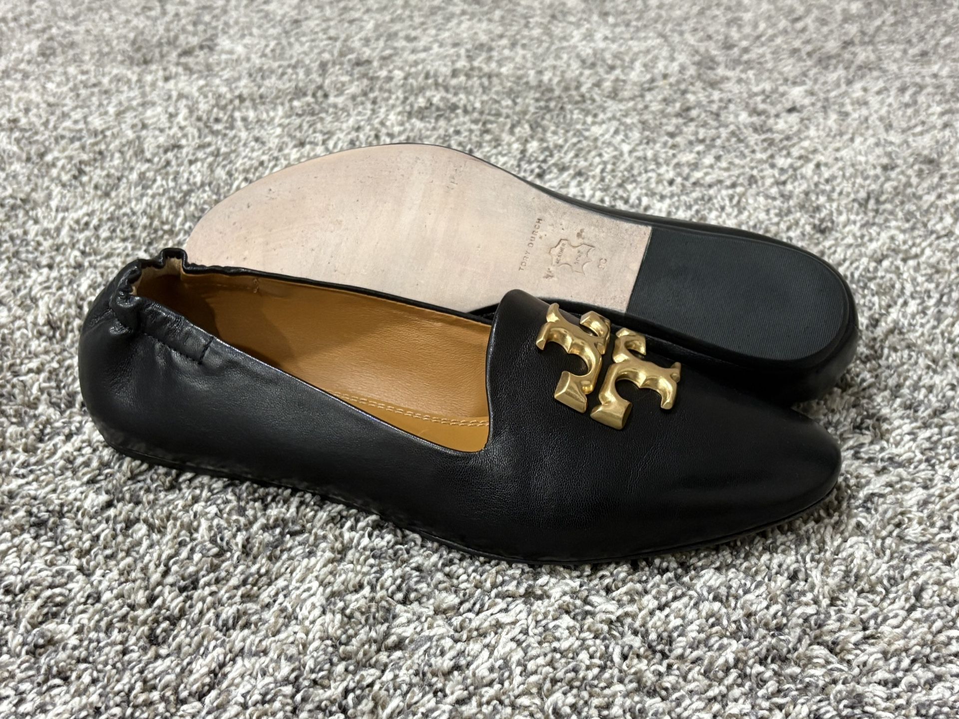 Women’s TORY BURCH ‘Eleanor’ Black Leather Flats Size US 9 - C
