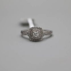 10K White Gold Diamond Engagement Ring 0.78 CTW G-H SI1 Size 8.5