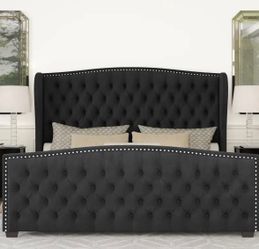 Brand new black king bed ( mattress sold separately)