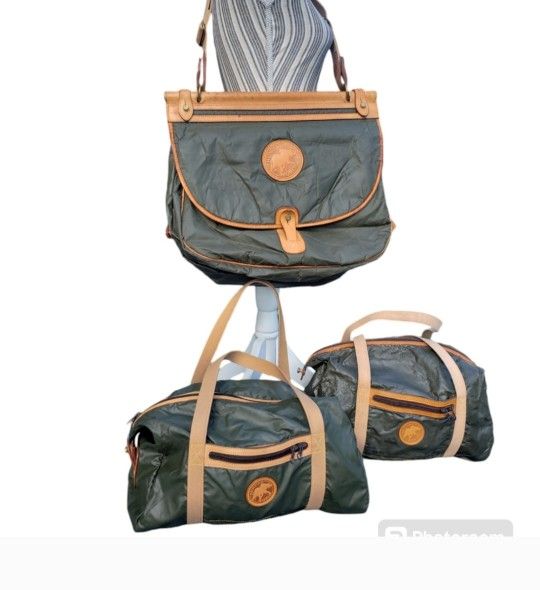 Hunting World 3 Piece Vintage Travel Bag Set