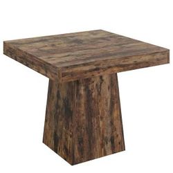 31.5 in Vintage Brown Square Wood Pedestal Dining Table, Small Dinner Kitchen Table for 4 NO CHAIRS