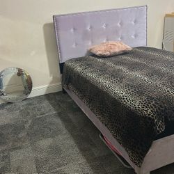Full Size Bed Purple Suede 
