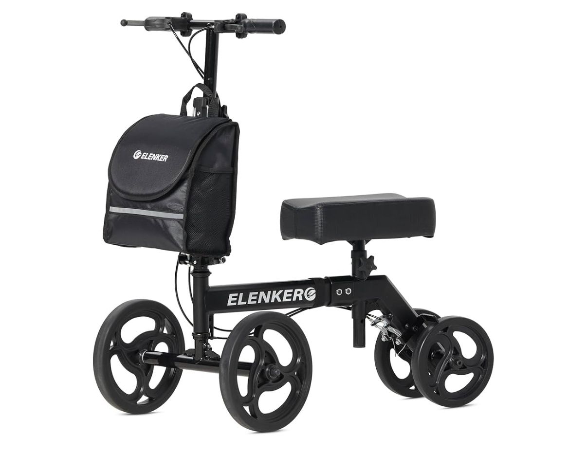 ELENKER Steerable Knee Walker Deluxe Medical Scooter for Foot Injuries Compact Crutches Alternative