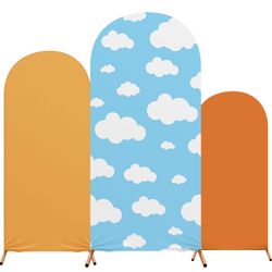 RimCereal Carton Arch Backdrop Cover Set of 3 Wedding Blue Sky and White Cloud Arch Covers Spandex Backdrop Stand 4ft, 5ft, 6ft for Wedding Birthday B