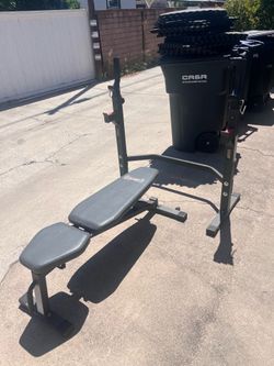 Bench press and squat rack for weights