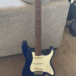 Blue Squier Electric Guitar With Case