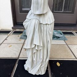 Design Mourning French Pleurant Hooded Figure Statue, 22 Inch, Large, Resin, Antique Stone Finish 