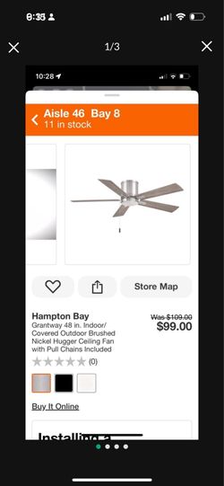 48” HAMPTON BAY NICKEL INDOOR  OUTDOOR CEILING FAN NEW