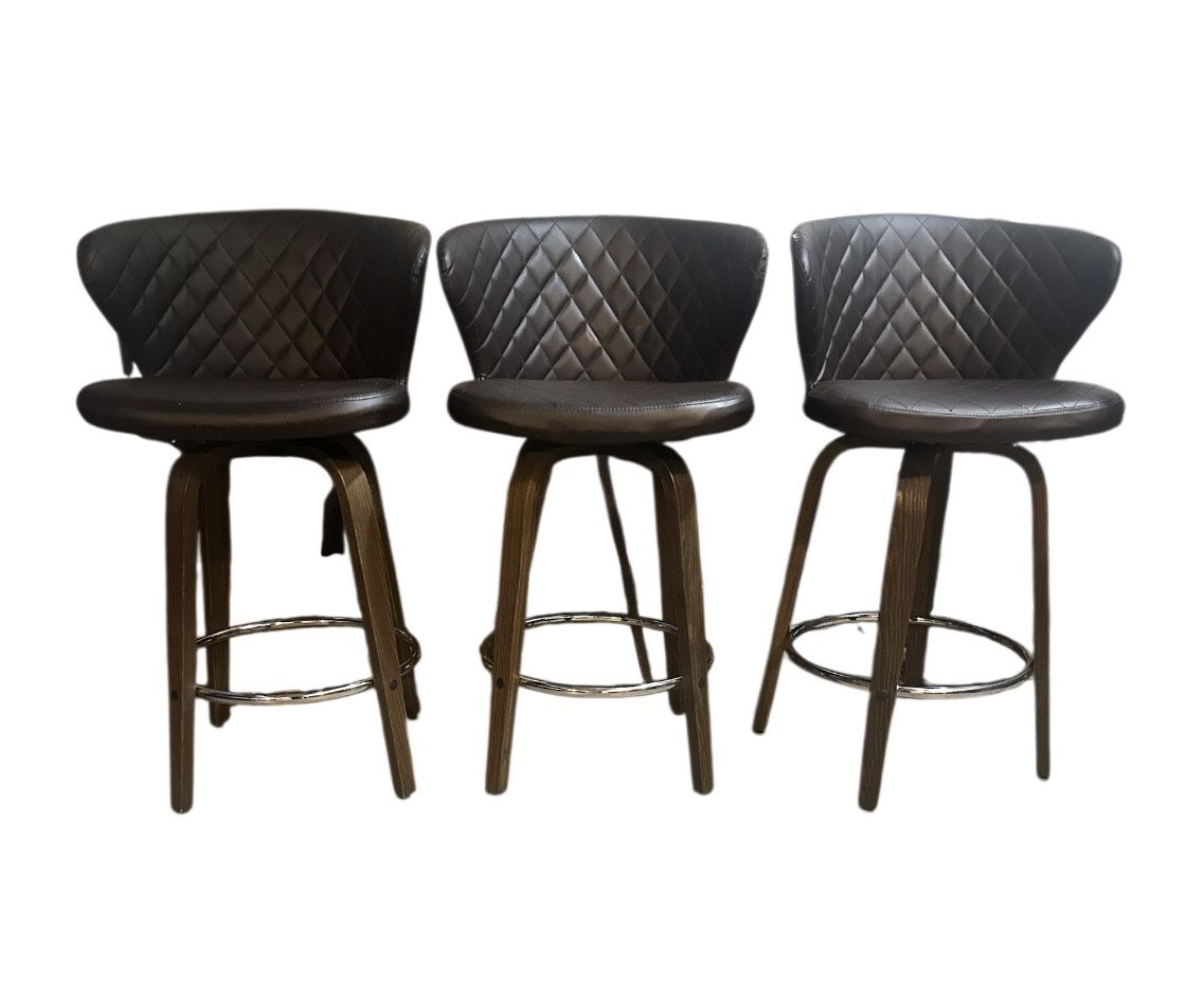3 Brown Bar Stools