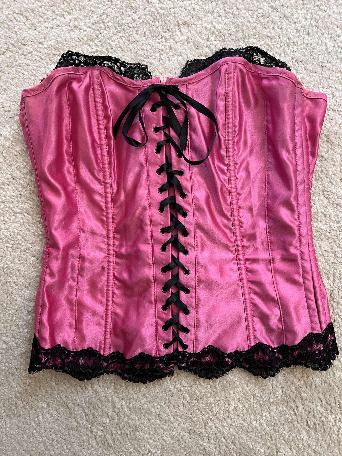 Pink Corset With Black Lace