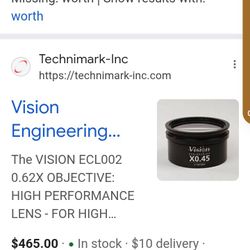 Vision Engineering Objective Lens