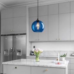 Adjustable Blue Glass Pendant