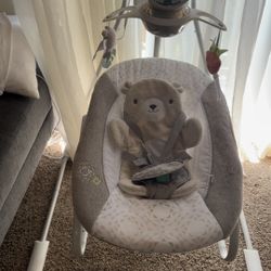 Ingenuity InLighten Soothing Swing & Rocker - Vibrating Swivel Infant Seat, Soothing Sounds, Lights 