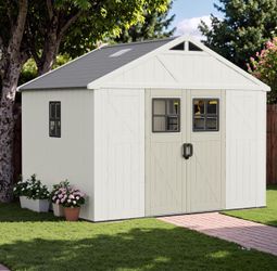 Large 10X8 Outdoor Resin Storage Shed with Windows