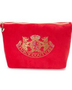 Juicy Couture Designer Y2K Trendy Red & Gold Makeup Pouch Bag