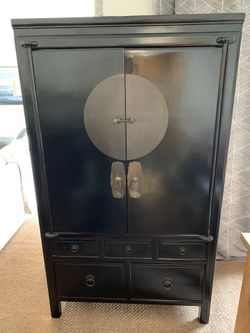 Antique Chinese chest- black lacquer