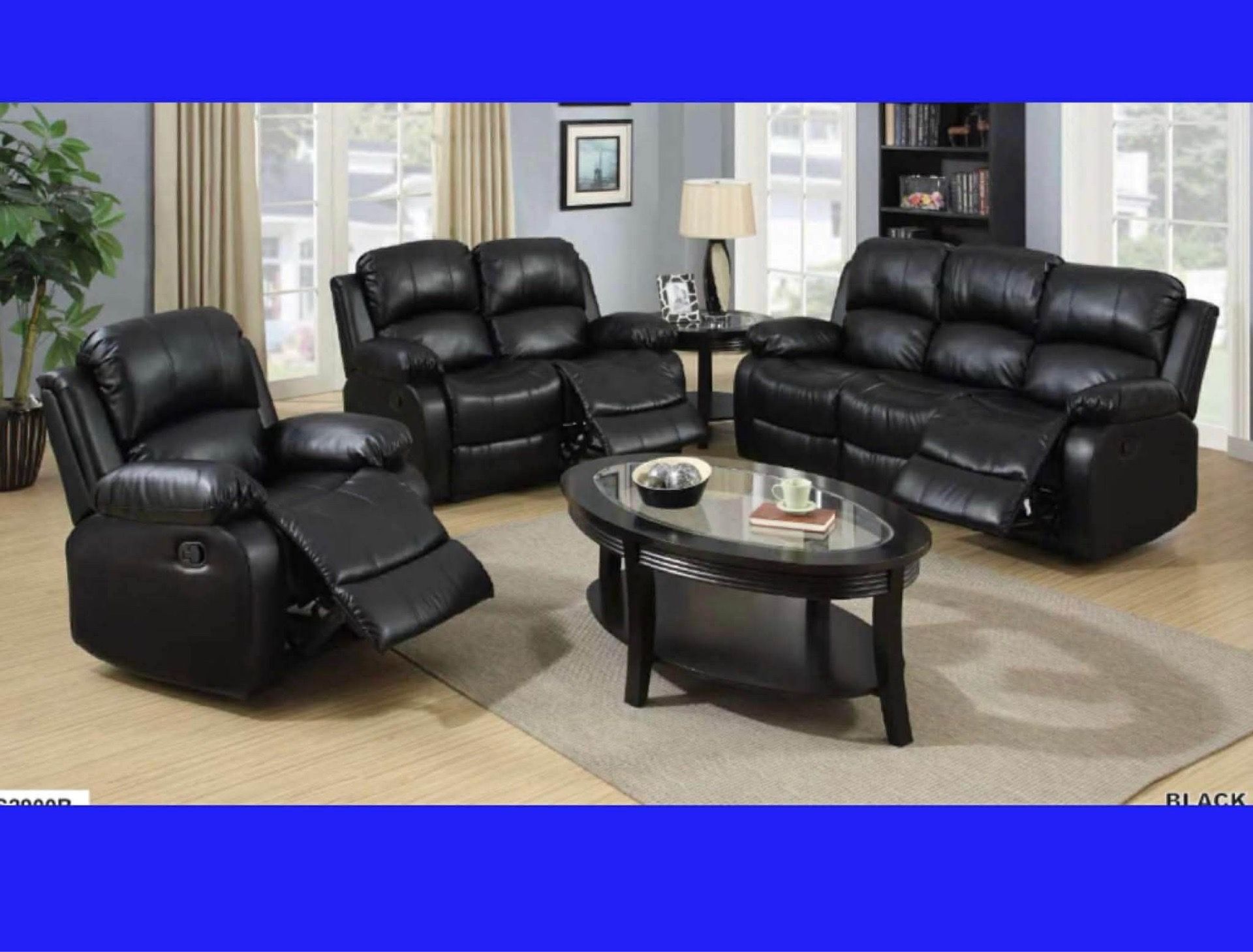 π₯FREE DELIVERYπ₯Brand New POWER, LED, USB 3PC Reclining Sofa Loveseat Chair Set