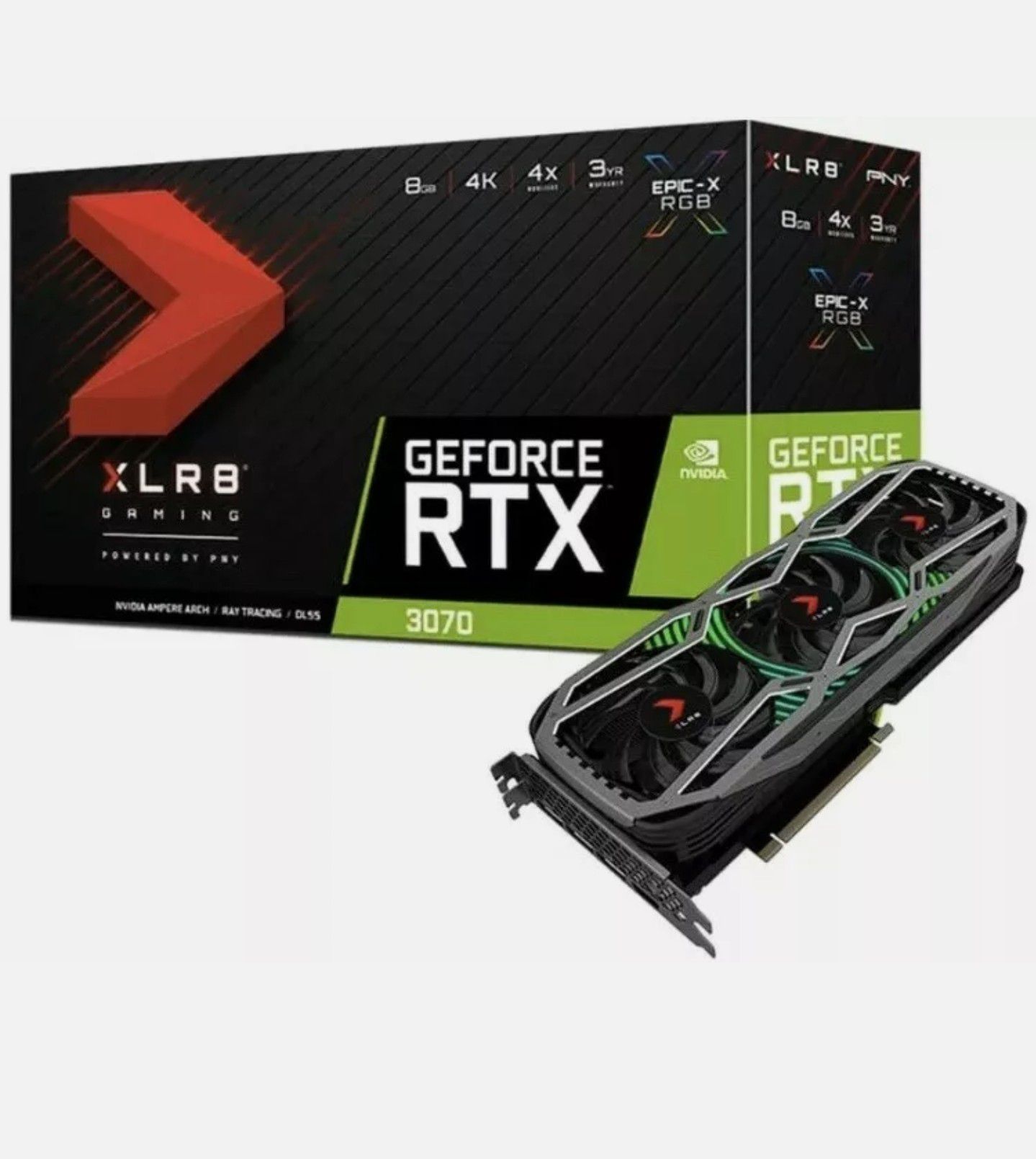 PNY GeForce RTX 3070 8GB XLR8 Gaming Revel Epic-X RGB Triple Fan Graphics Card. New $875